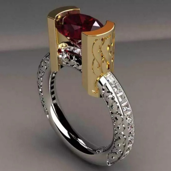 ๐925/18k-2 Tone Ruby Ring - Picture 2 of 7